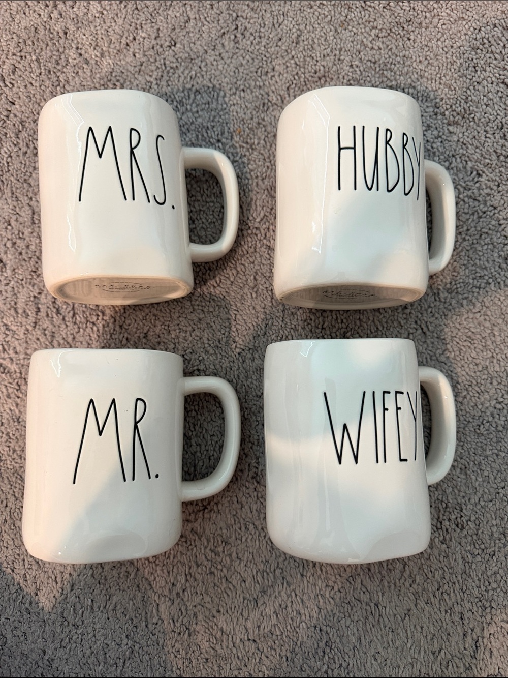 Mrs. & Hubby White Ceramic Coffee Mug Set